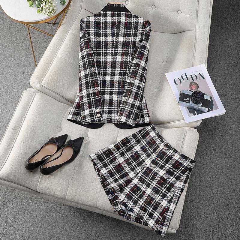 Zihong Women's Green Plaid Blazer: New 2024 Slim-Fit for Autumn/Winter
