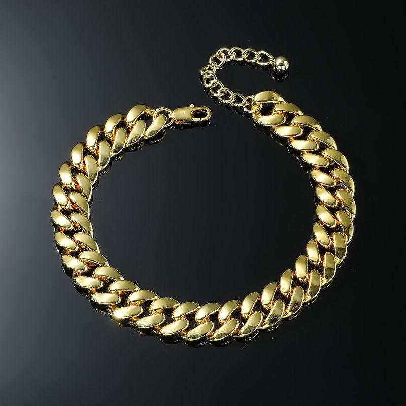 

Steel Anklet European and American Street Shot Refined Thick Chain Ins Blogger Female Online Influencer Metal Retro Cuban Link Chain Men s Anklet 25cm Anklet (Gold)