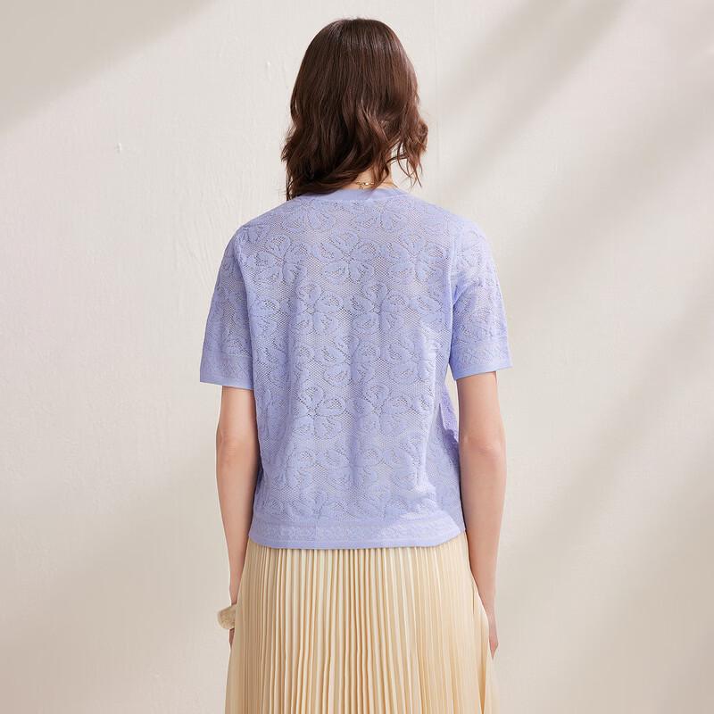 Zhaojun Women's Jacquard Knit Organza Short Sleeve Top