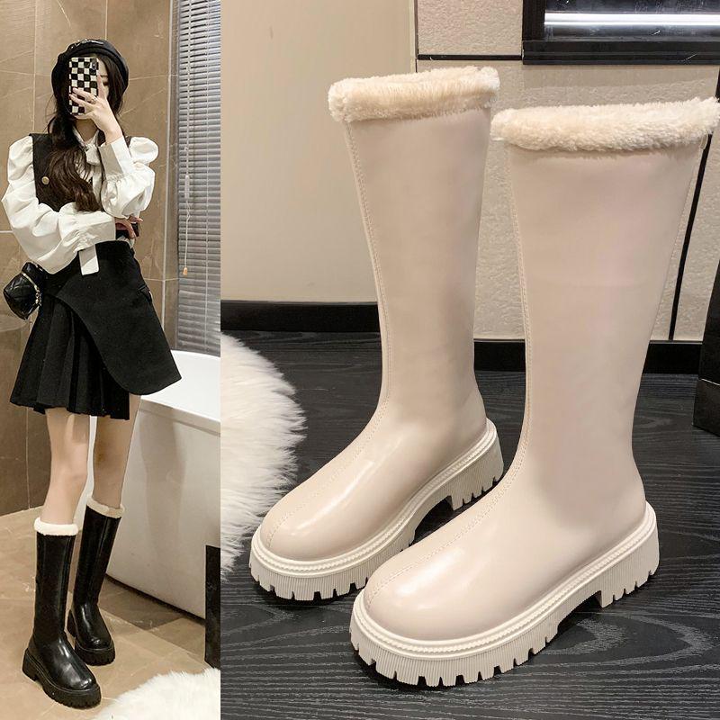 Women's 2025 Knee-High Waterproof Fleece-Lined Slimming Boots - Thick-Soled, Over-the-Knee, High-Top Cotton-Padded Winter Knight Boots.