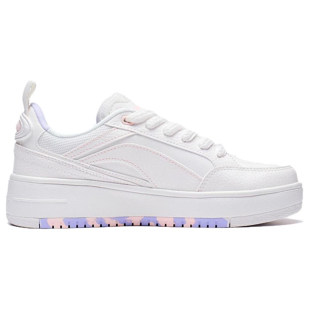 New LiNing Floating Light Anti Slip Wear Resistant Low Top Skateboard Shoes Women's White Purple Pink AGCT142-4