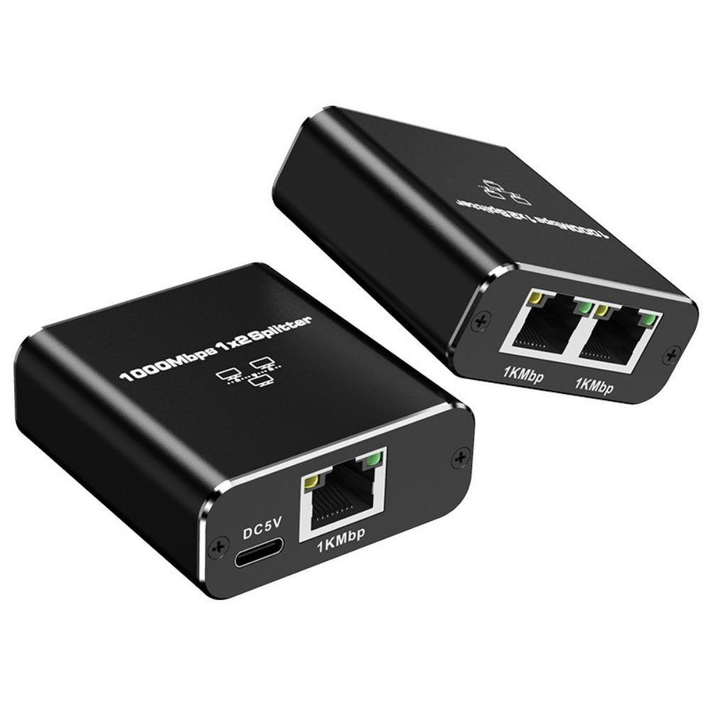 Gigabit Ethernet Splitter 1 to 2 Network Splitter with USB Power Cable RJ45 Internet Splitter Adapter 1000Mbps High Speed for Cat 5/5e/6/7/8 Cable