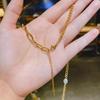 Korean Heart Pearl Titanium Necklace - Cute, Fashionable Clavicle Chain for Women.