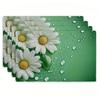 Spring Floral White Water Drop Green Rectangular Placemats Set Nature Kitchen Table Decor Mats 4pc 6PC 8PC