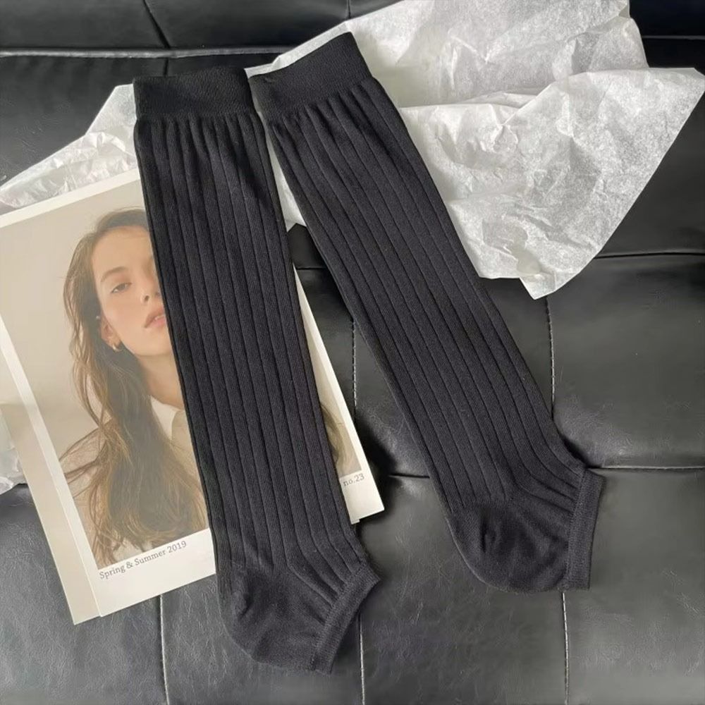 Breathable Vertical Stripes Leg Socks High Tube Women Daily Sock Casual Calf Socks