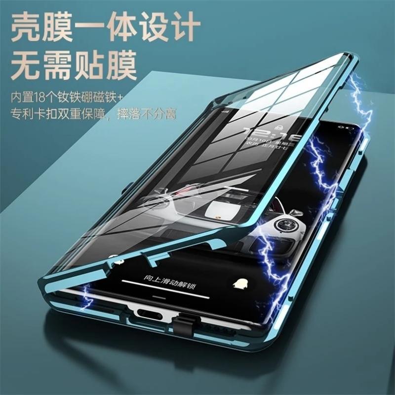 360 Full Case For Realme 12 Pro Plus Case Double Sided Magnetic Adsorption Metal Tempering Glass Protect Cover For Realme 12Pro