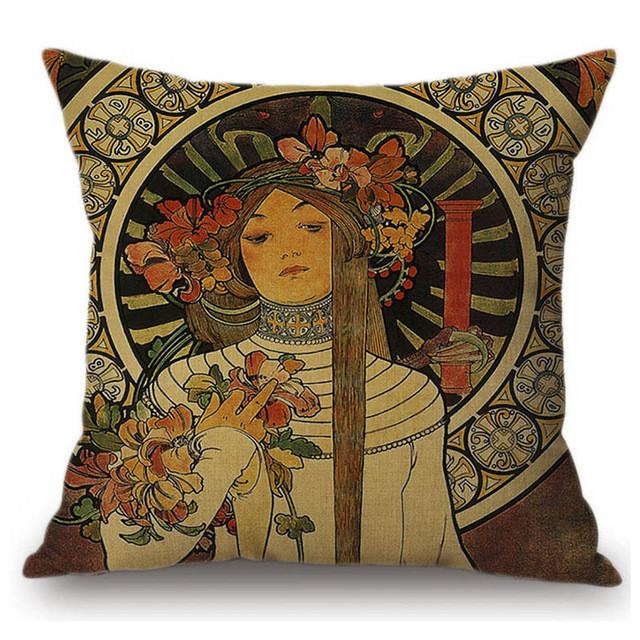 

Print Lovely Lady Decorative Pillow Cover For Living Room With Material Plush StyleB