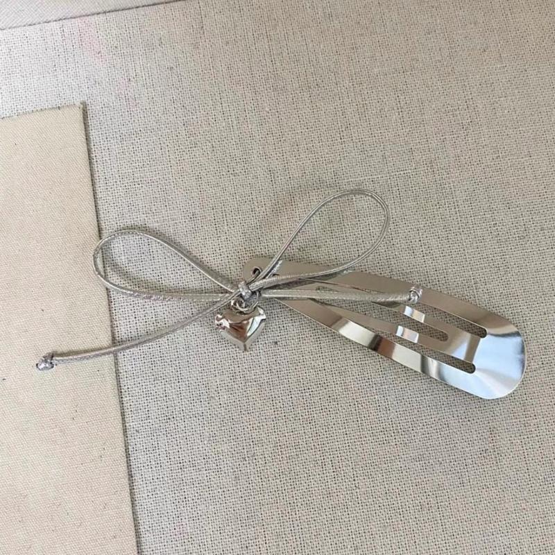 Schleifenherz-Anhänger Haarspange Metall-Druckverschluss Bunte Haarnadel für Damen und Mädchen Modisches Haaraccessoire