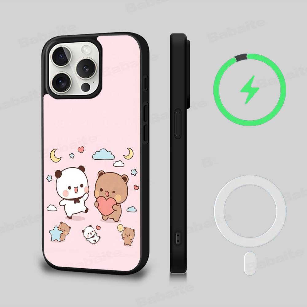 BuBu And DuDu Black For Magsafe Magnetic Phone Case For IPhone 16 15 17 Pro Max 11 12 13 14 Plus Cover