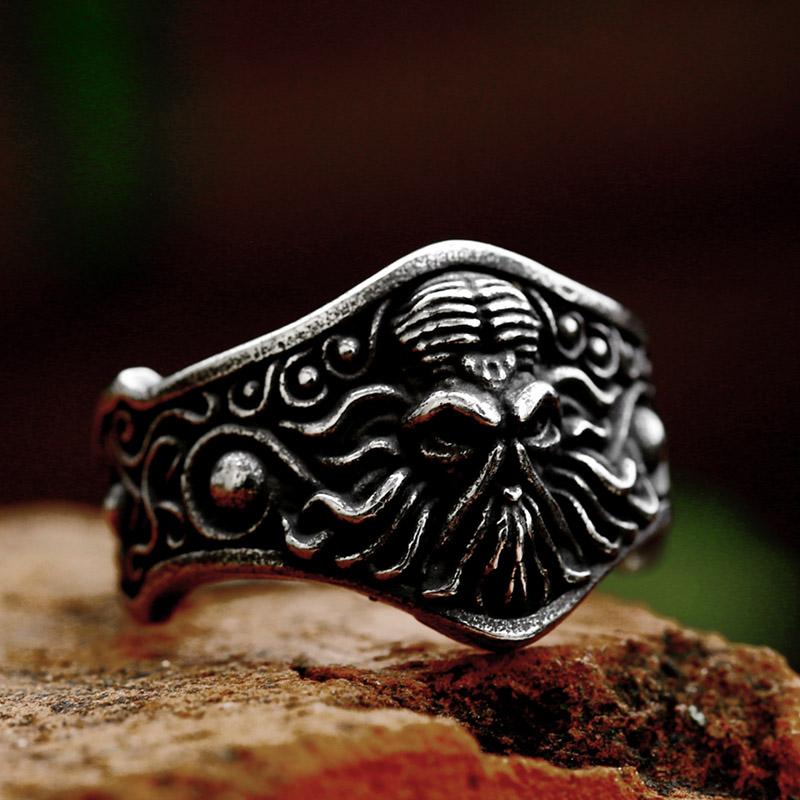 BEIER Edelstahl Antik Mode Herrenringe Totenkopf Oktopus Edelstein Tier Retro Punk Gothic Biker Schmuck Großhandel