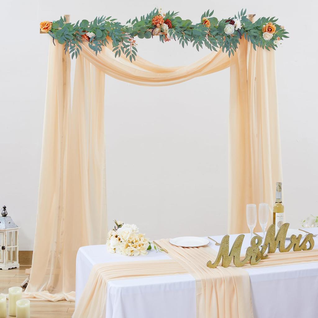 6/10M Chiffon Fabric Drapes for Wedding Arch Ceremony Reception Decorations Sheer Fabric Curtains for Party Stage Bridal Shower