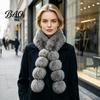 Warm Winter Accessories for Her Women Faux Fur Scarf, Neck Warmer with Magnetic Buckle, Chic Ball Scarf Elegant Draping Design Plush Long Soft Collar