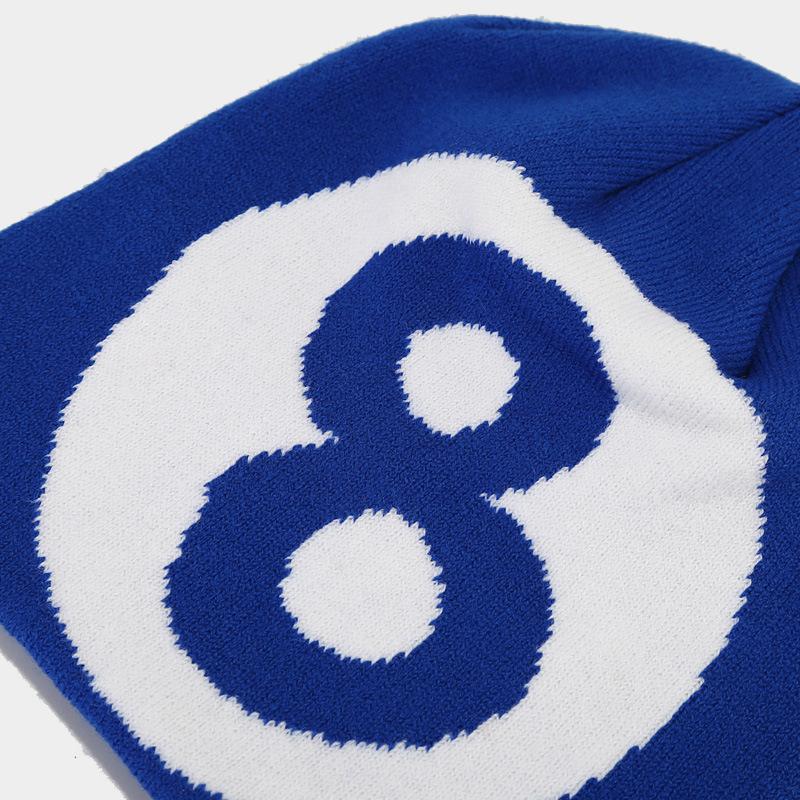 Thermal Skull Cap #8 Black Jacquard Knit Beanie Hat Windproof Outdoor Cycling Gear for Travel