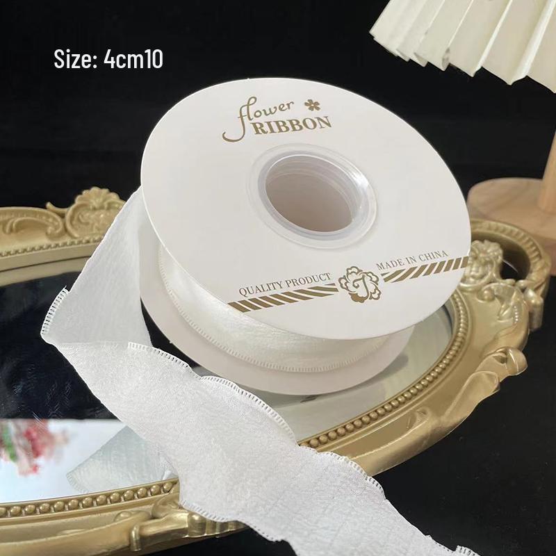 Pleated Silk Ribbon with Floral Ruffles for Gift Wrapping and Decorative Tying