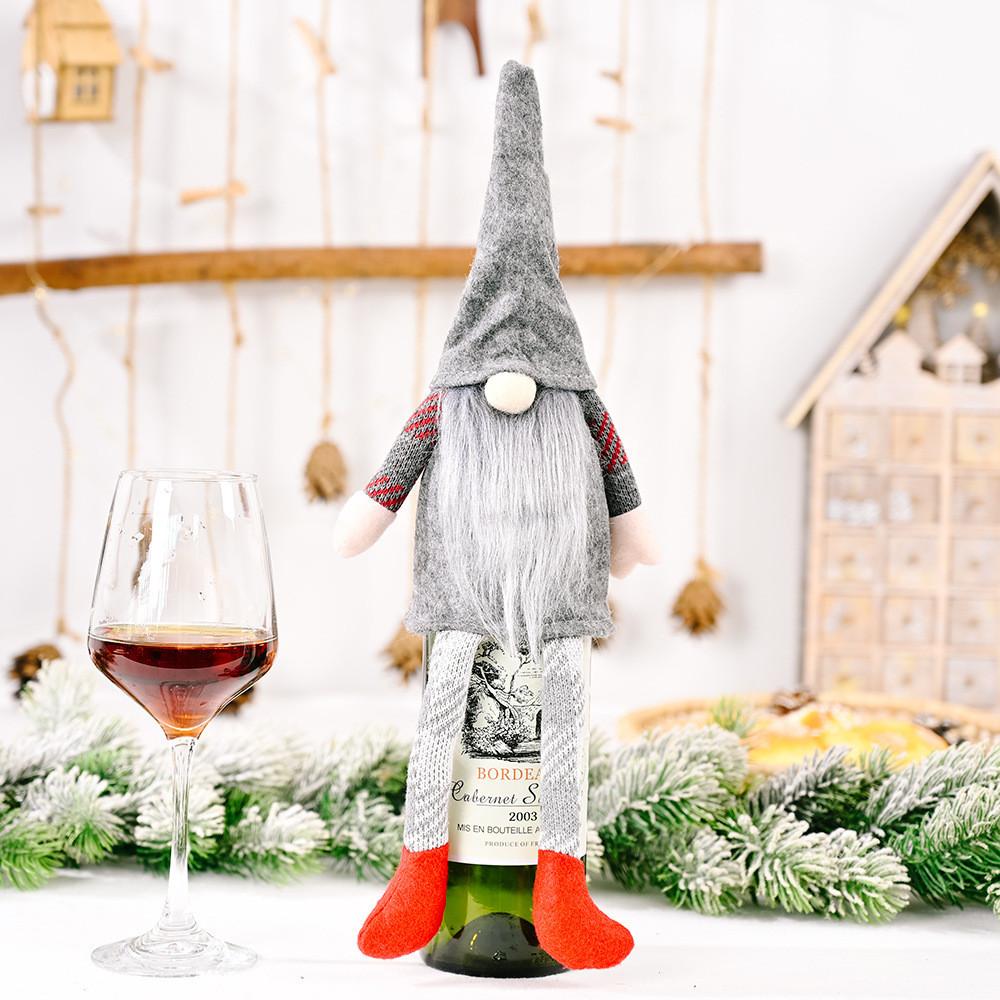 Delightful Wine Christmas Bottle Cover With No Face Doll And Hanging Legs Festivity For