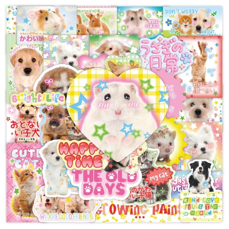 40Counts Dog Cats Sticker Animal Aesthetic Sticker for Laptop Scrapbook Journal Phone Case Skateboard Luggage Wrapping