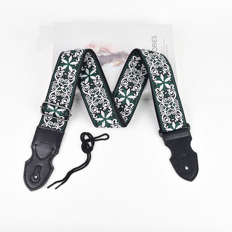 Adjustable Guitar Strap Embroidered Print Ethnic Style Guitar Strap For Folk Electric Guitar Bass Ukulele Guitar Accessories