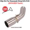 Slip-On Auspuffanlage für Kawasaki Ninja125 Z125 Baujahre 20108 - 2023 Motorrad Auspuff Flucht Systeme Edelstahl Mittelrohr Schalldämpfer 51MM