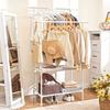 SONGMICS Clothes Rack, Metal Clothing Stand with 2 Hanging Rails and 2 Storage Shelves, Max. Load 70 Kg, Easy Assembly, White