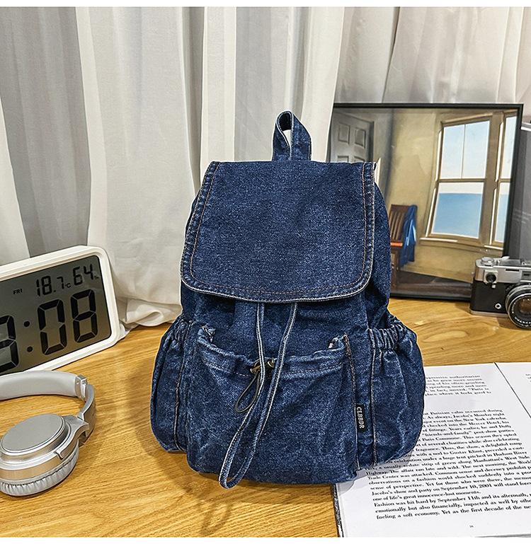 Schoolbag Retro Denim Backpack Women's New Large-capacity Versatile Backpack Student Schoolbag Simple Personality Big Bag