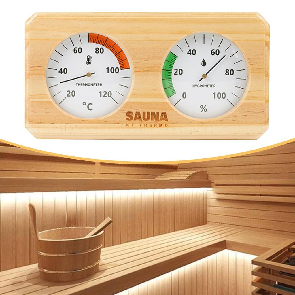 2-in-1 Hygrometer/hygrothermograph for Sauna, Made of Wood, Easy to Install. Temperature And