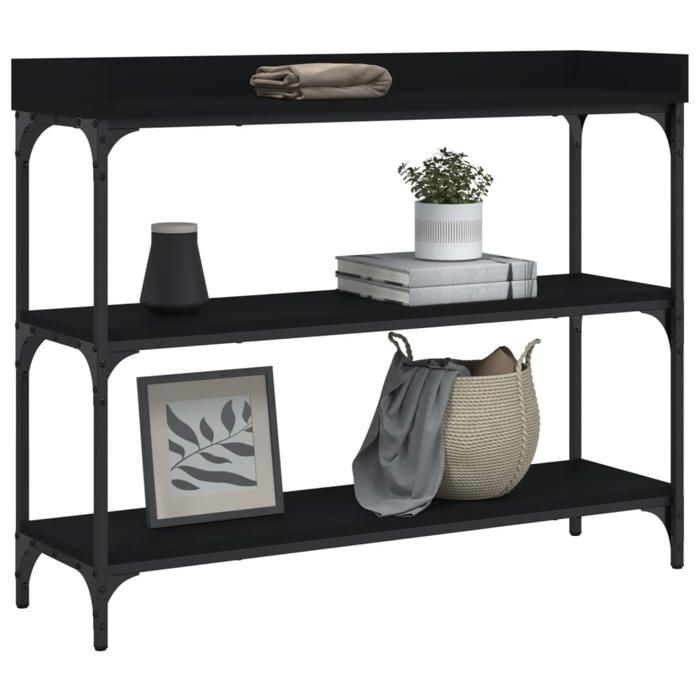 VidaXL Console Table with Shelves Black 100x30x80 Cm 837807
