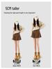 Maillard Kaffee Wolle Falten A-Linien Rock - 2026 Herbst/Winter High-Waist Khaki Kurzer Rock