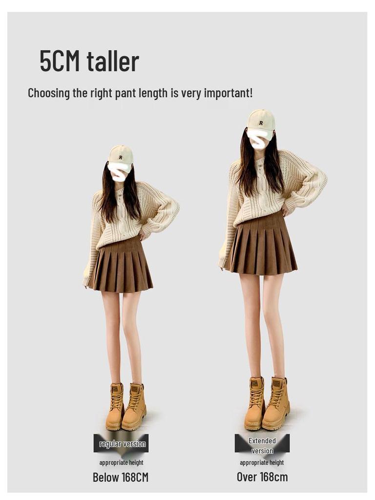 Maillard Kaffee Wolle Falten A-Linien Rock - 2026 Herbst/Winter High-Waist Khaki Kurzer Rock