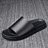 Neue Echtleder Hausschuhe Herren Dicke Sohlen Rutschfeste Flip-Flop Sandalen für Herren Mode Lässig Schwarze Sommerschuhe Herren