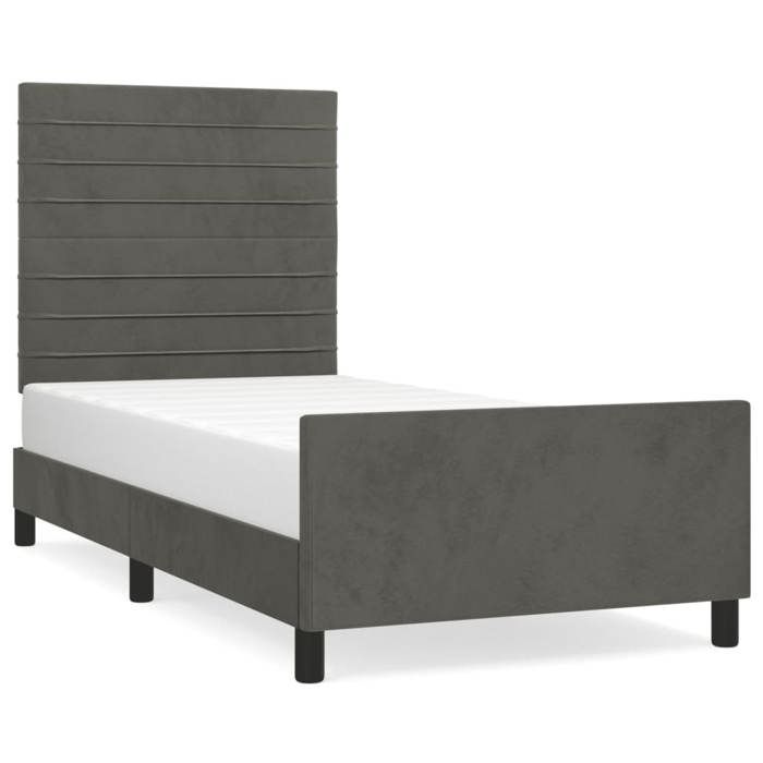 VidaXL Bed Frame with Headboard Dark Grey 100x200 Cm Velvet3125801