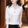 Elegant Women Chiffon Blouse Temperament Turndown Collar Office Lady Shirt Streetwear Casual Solid Color Tops Clothing