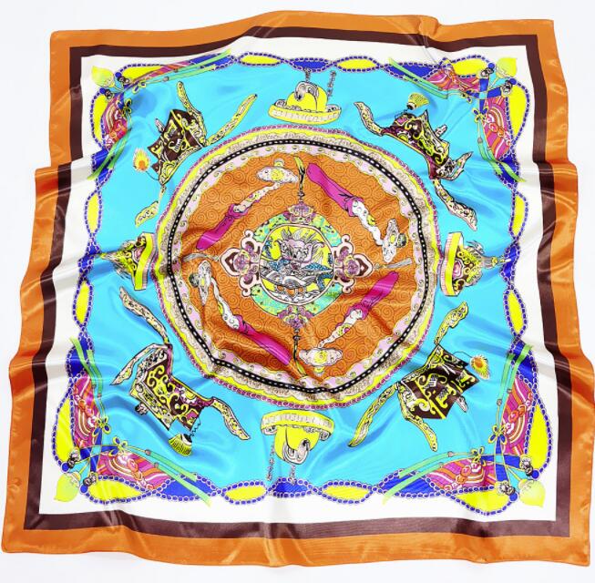 New Designs 90*90cm Square Silk Scarves Women Foulard Head Scarf Ladies Shawl Wrap Bandanna Female Chiffon Hijab Beach Scarf
