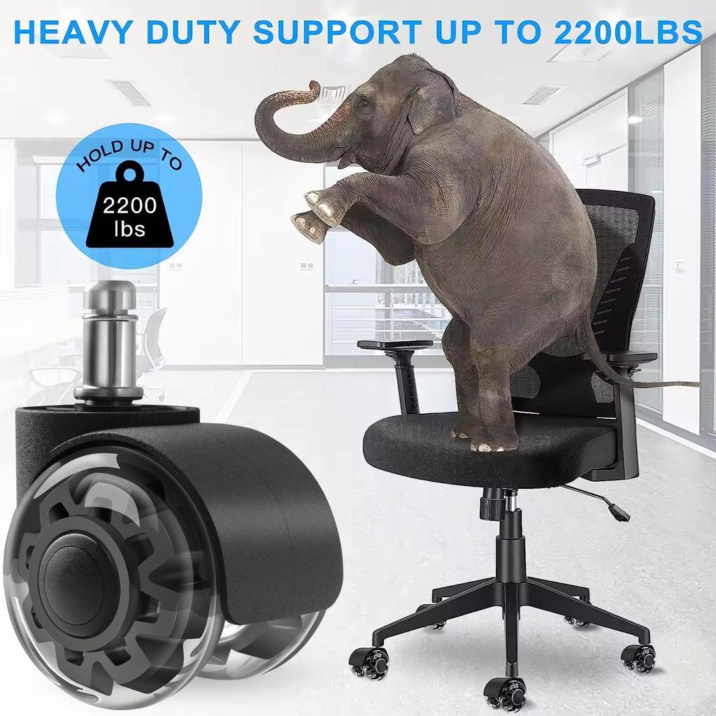 2-inch Transparent PU Silent Office/Gaming Chair Casters Universal Wheels Rollers