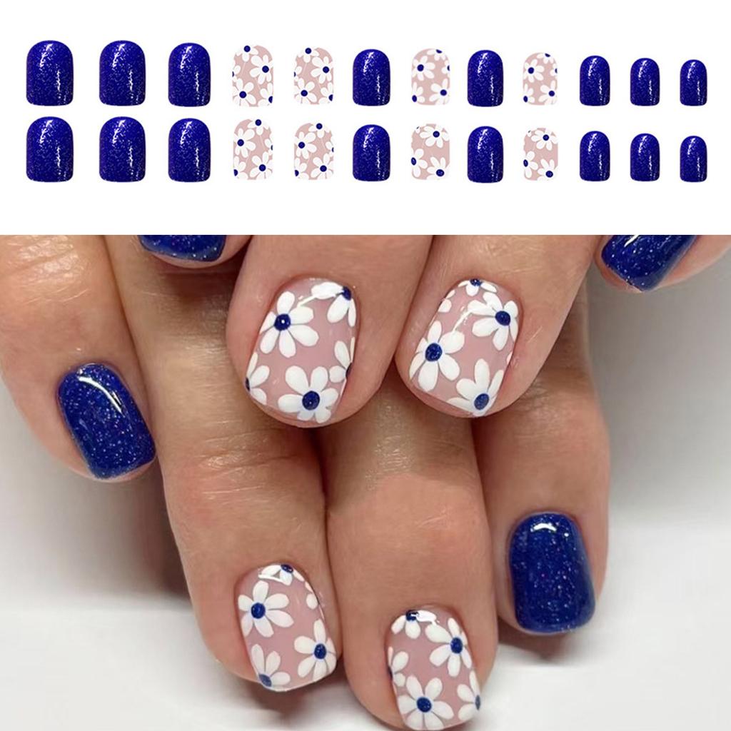 Quadratische Aufdrücknägel Blume Falsche Nägel Klebenägel Künstliche Acrylnägel 24 Stück Aufklebenägel für Frauen Mädchen