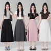 Plus Size Korean Style Slimming Black Skirt - Thin Material, Versatile, Solid Color, Spring/Summer