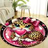 Cheetah Love Printed Round Area Rug, Crystal Velvet, Non-Slip Mat, Polyester Chair Pad for Bedroom, Living Room, Home Decor, 3D Effect