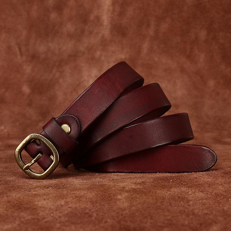Retro Hong Kong Style Fashion Trend Versatile Decorative Thin Belt Women'S Genuine Leather First Layer Cowhide Needle Buckle Women'S Narrow Belt Wome