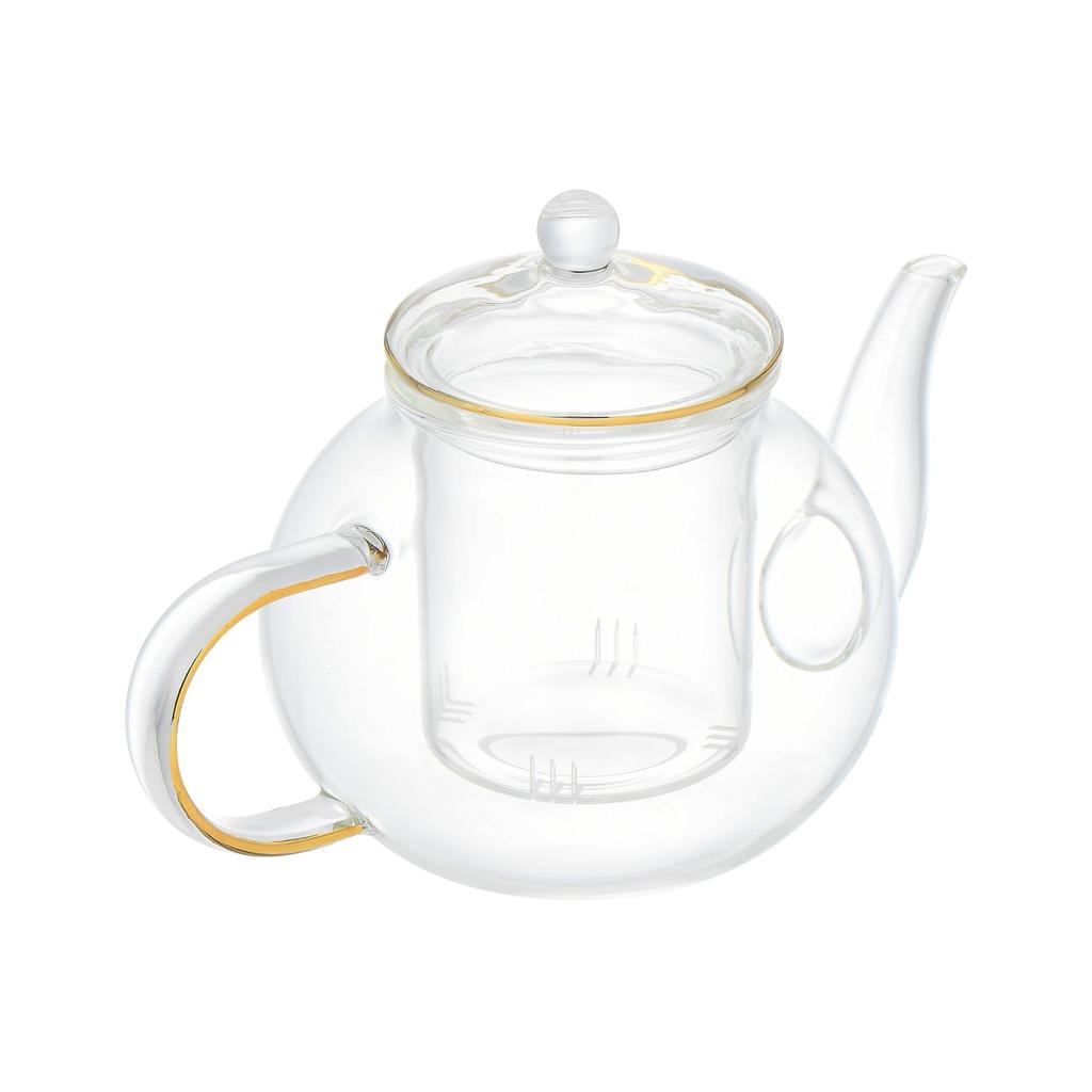 Francfranc Clear Glass Teapot, Gold