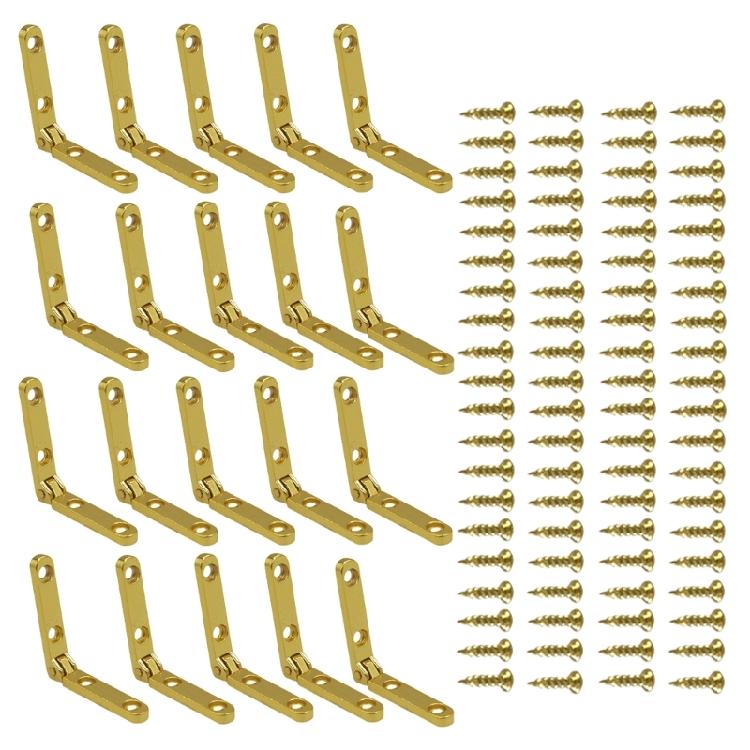 

Gold Hinges 90 Degree Metal Hinges with Screws Small Furniture Hinges Quick Installation for Wooden Boxes & Cabinets 1