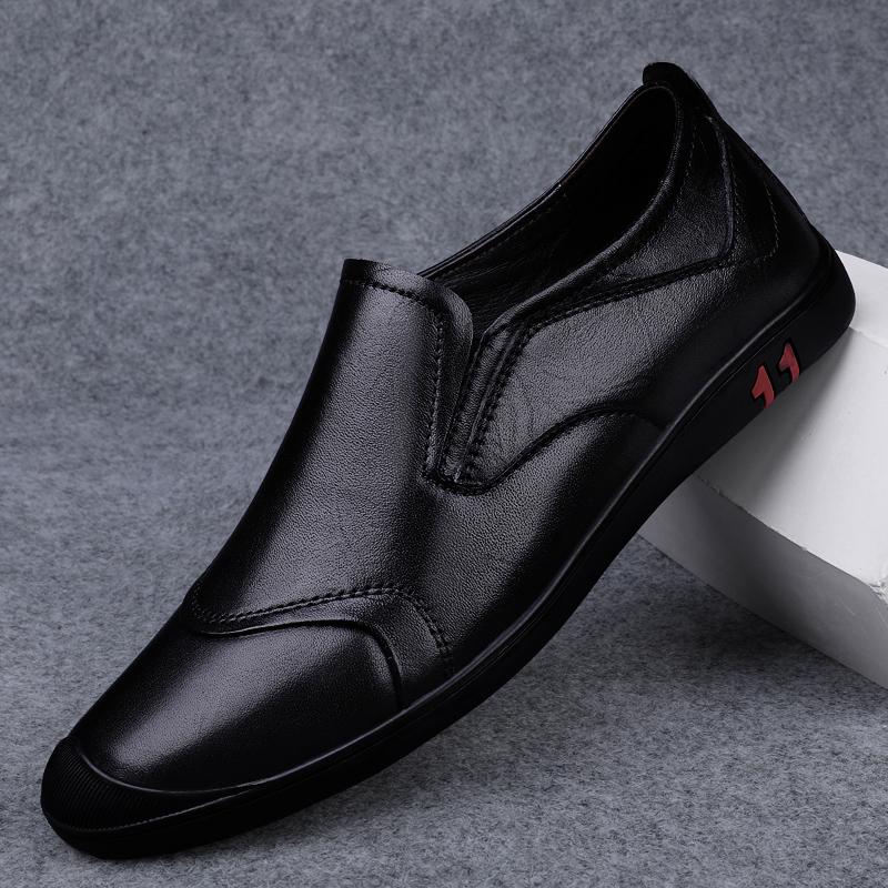 

Модные мужские мокасины ручной работы на весну из натуральной кожи, деловая повседневная обувь, мужская обувь для вождения, универсальные туфли на плоской подошве 45 чёрный