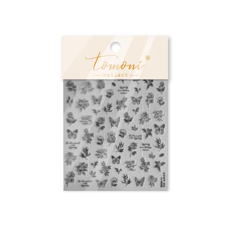

Tomoni Butterfly Sketch Kids Nail Art Stickers - Durable and Trendy Japanese Stationery Nail Stickers