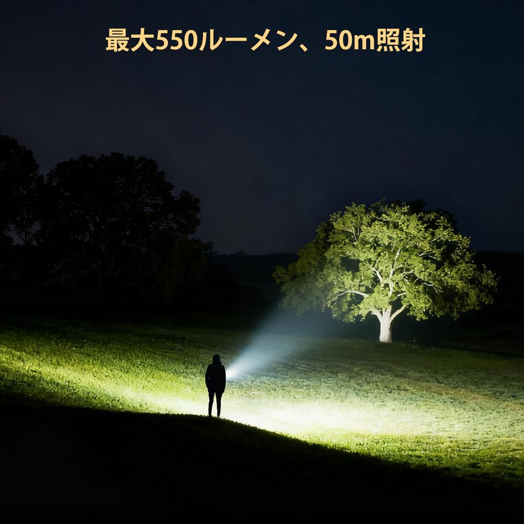 New EDC Rechargeable Walking Portable LED Running Aluminum Alloy 550 Light 11 Up to 17 Hours of Use in Low Light IPX6 Waterproof and Equipped with a