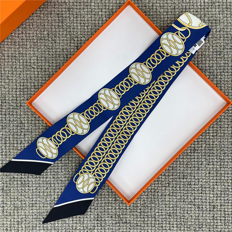 POBING Satteldruck 18m/m Twill Seidenschals Damen Luxusmarke Schal Taschenbänder Krawatte Kopftuch Kleiner Langer Schmaler Schal 86*5CM