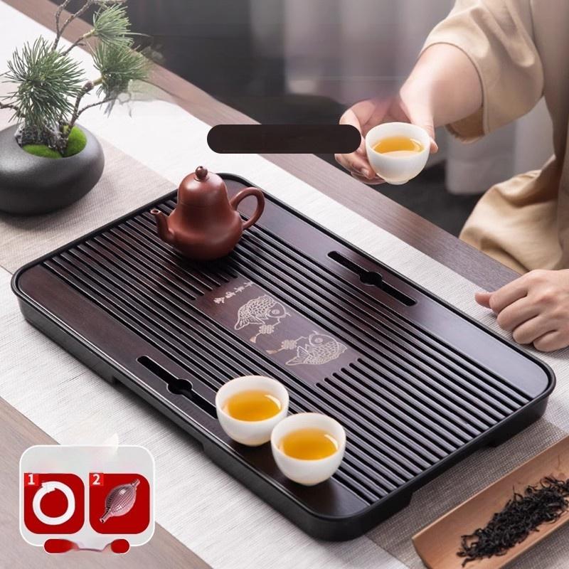 Chinese Natural Bamboo Tea Tray Water Storage Kung Fu Tea Set Rectangular Tea Board Tea Matcha Serving Trays Decorative