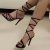 Summer Plus Size Women's Shoes Round Head Strappy Thin Heel Cross Strappy Sandals Women