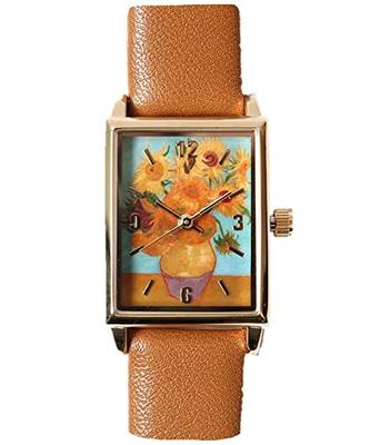 Bleu Bleuet Women's Art Watch, Van Gogh and Monet (Sunflowers), Perfect for Commuting, School, and Professionals