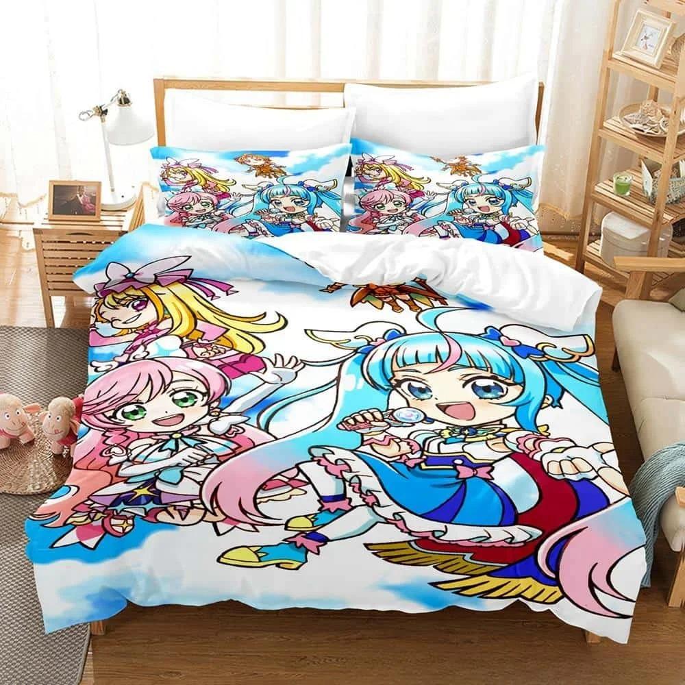 3D Kawaii Anime Hirogaru Sky! Pretty Cure Bedding Set Single Twin Full Queen King Size Bed Set Adult Kid Bedroom Duvetcover Sets
