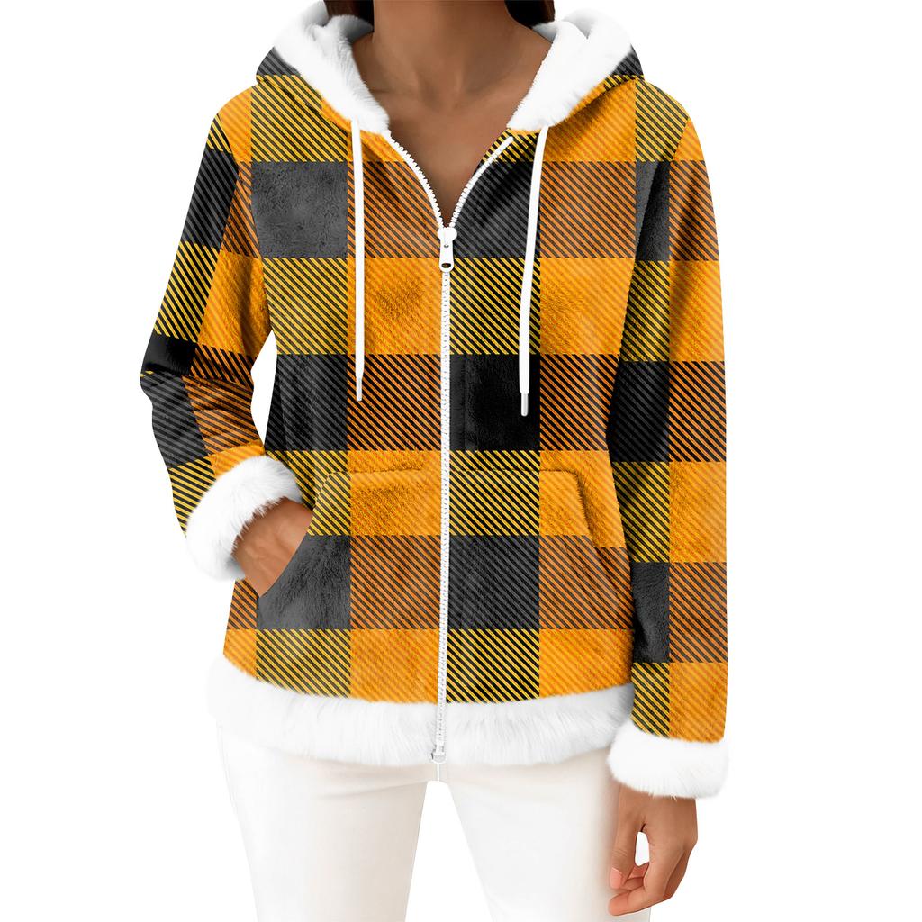 Women's Casual Fashion Long-Sleeved Zip-Up Fleece Hooded Cardigan