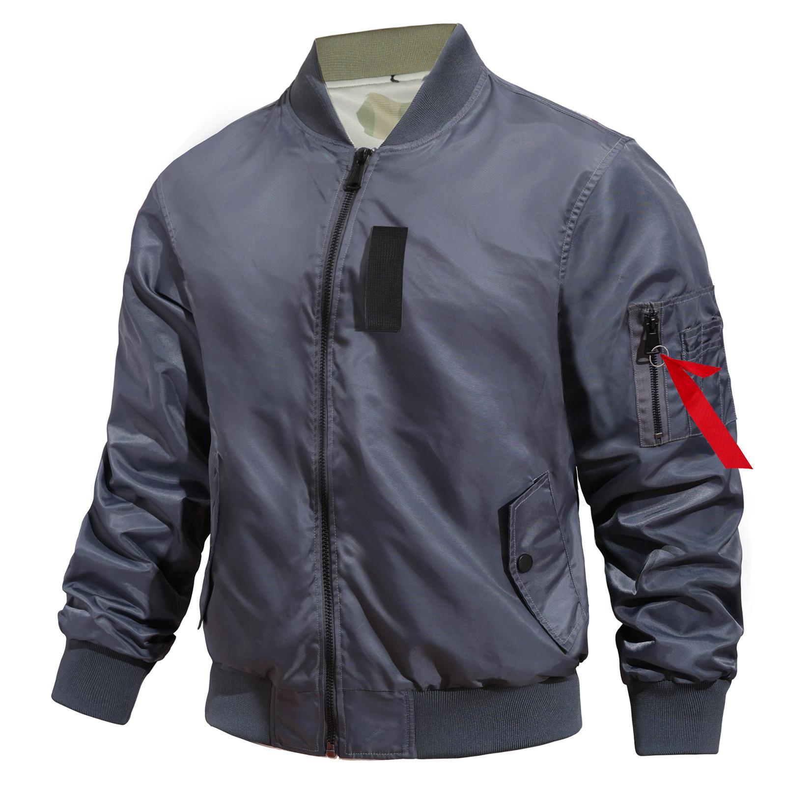 

Double-sided Wear Camouflage Spring and Autumn New Style Pilot Jacket Men s Baseball Uniform Jacket Work Jacket M