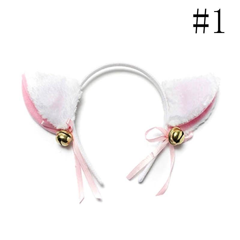 Cute Cat Fox Ears Headband Bell Bow Cosplay Halloween Party Fancy Costume